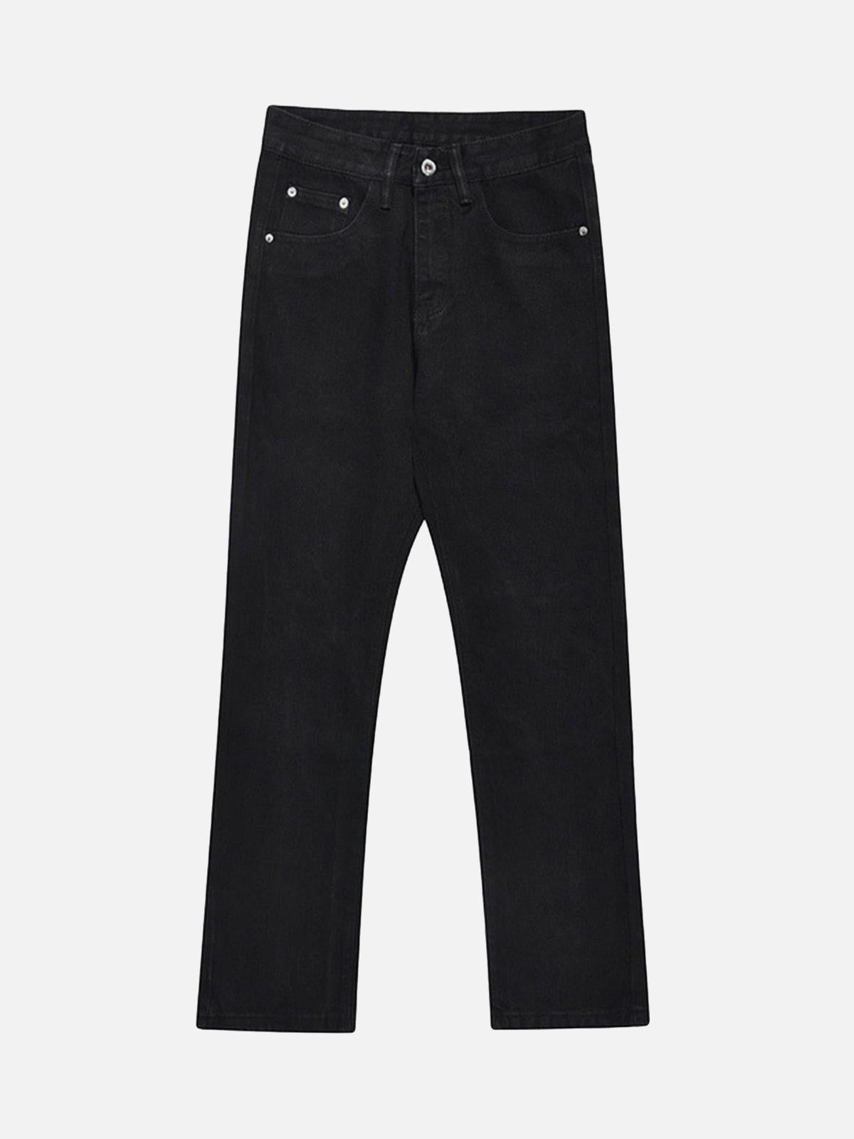 Skull Flame Monogram Embroidered Slim Fit Jeans
