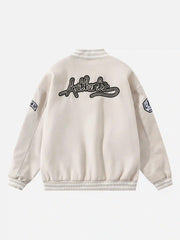 Skull Sickle Embroidered PU Splicing Jacket