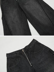 Slit Fringe Loose Jeans