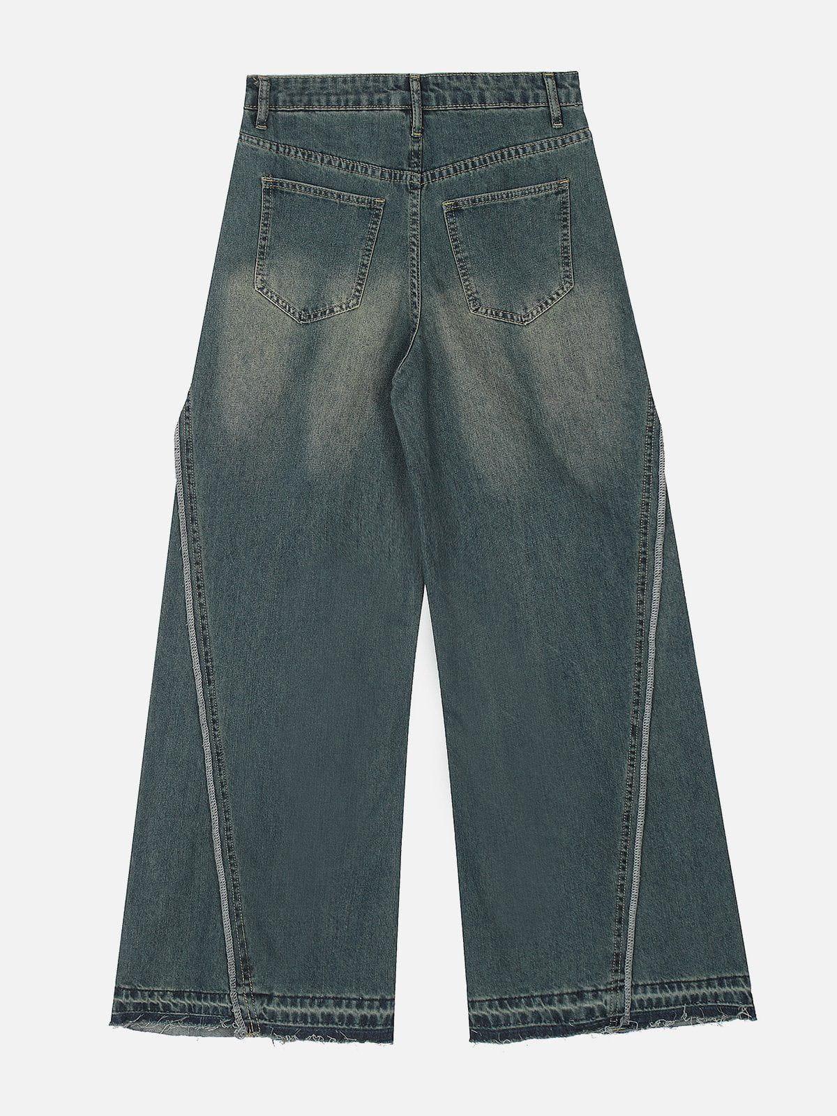 Slit Fringe Loose Jeans