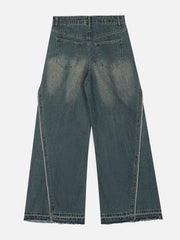 Slit Fringe Loose Jeans