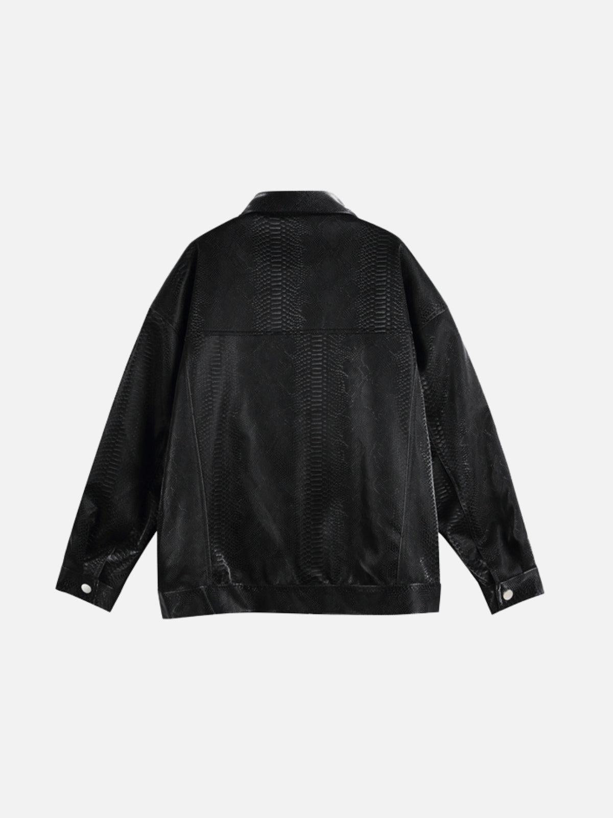 Snake Texture Faux Leather Jacket