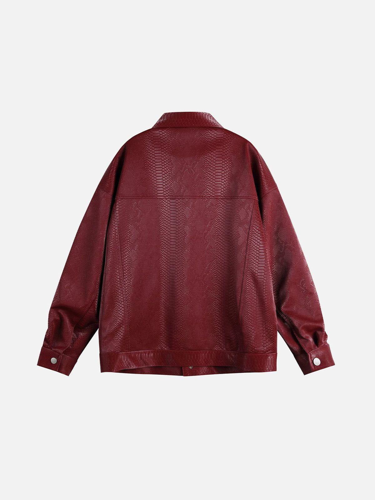 Snake Texture Faux Leather Jacket