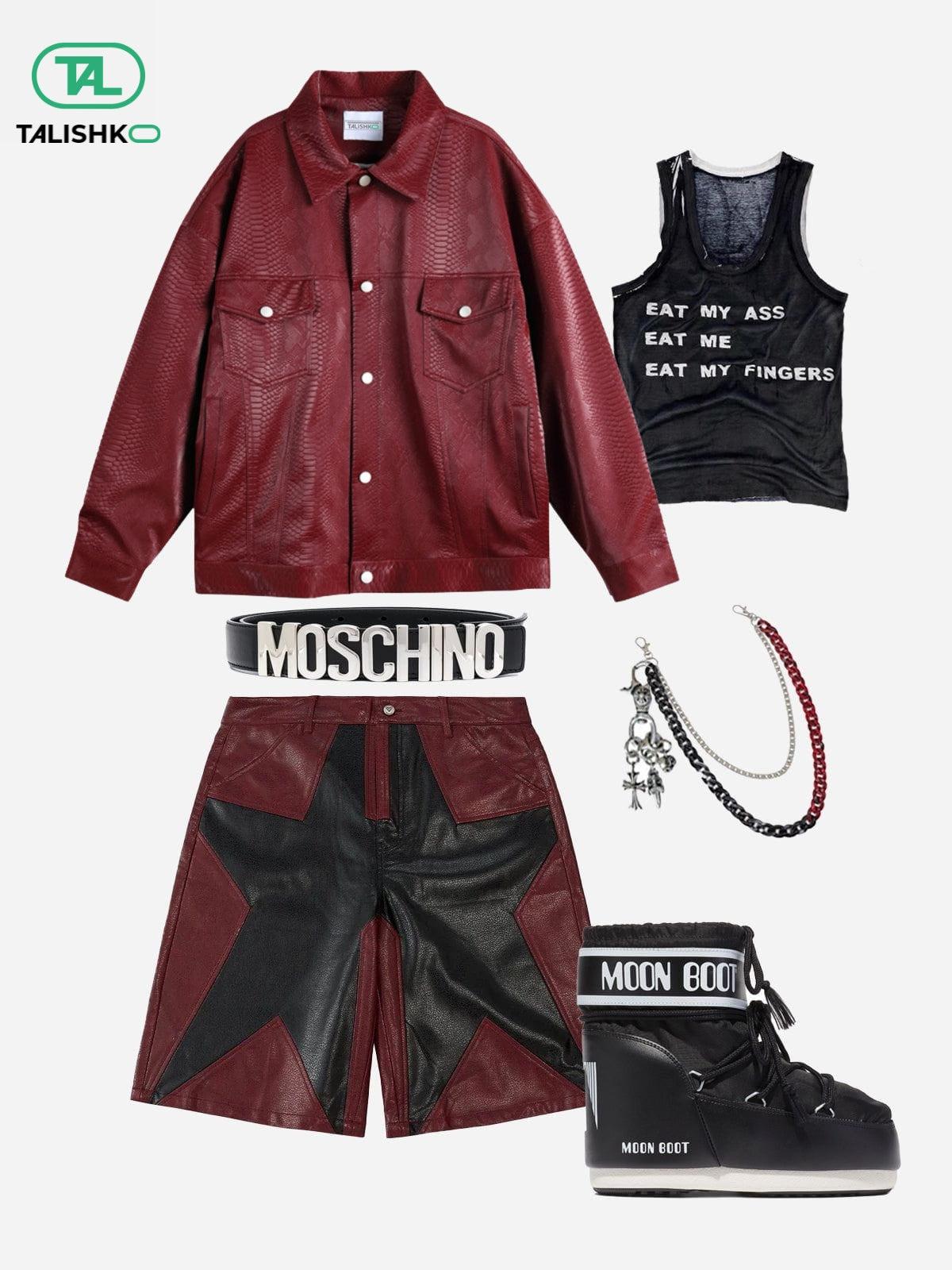 Snake Texture Faux Leather Jacket
