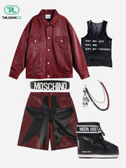 Snake Texture Faux Leather Jacket