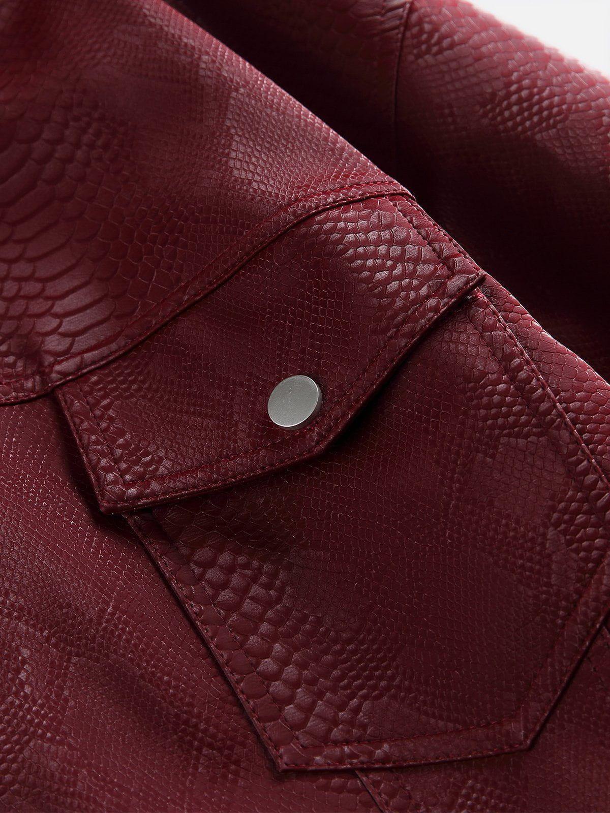 Snake Texture Faux Leather Jacket