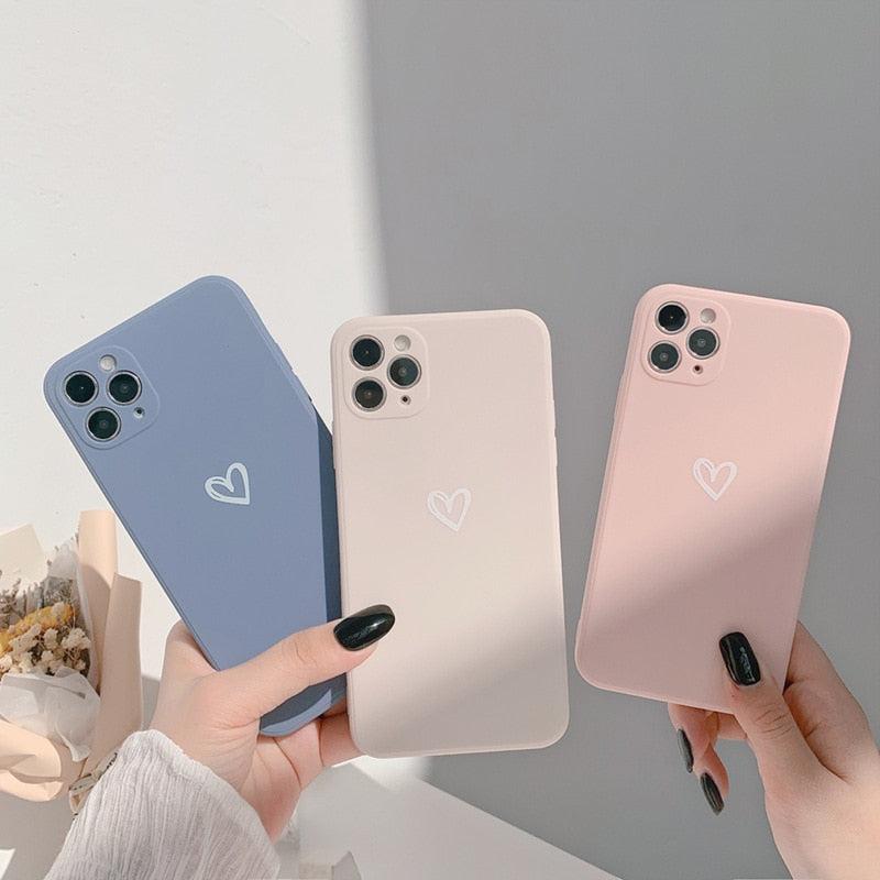 Soft Heart Mobile Phone Case For iPhone