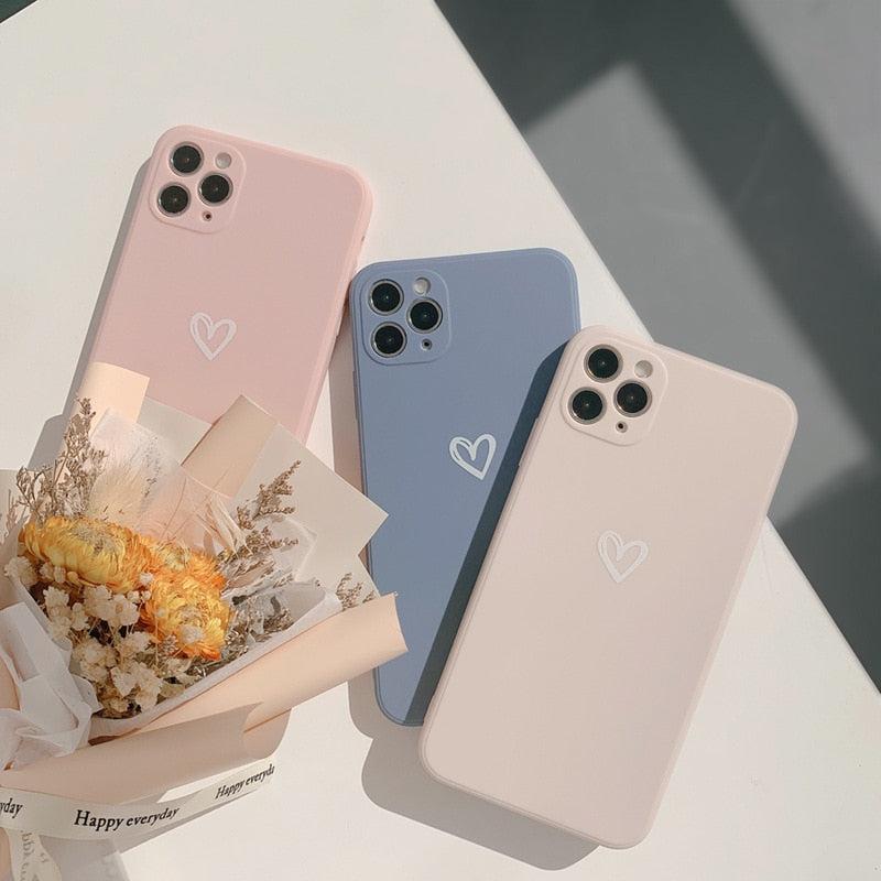 Soft Heart Mobile Phone Case For iPhone