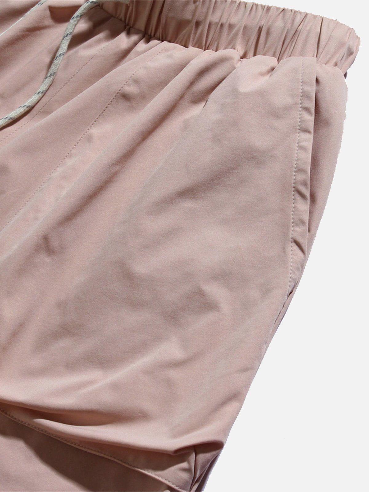 Solid Big Pocket Drawstring Shorts
