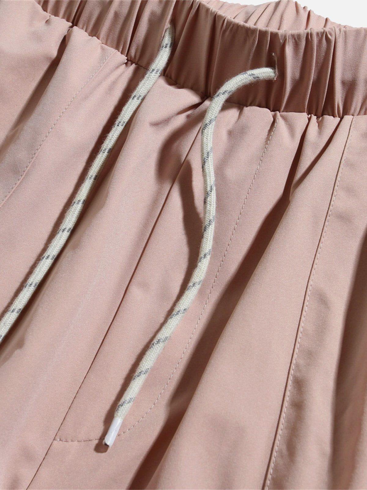 Solid Big Pocket Drawstring Shorts