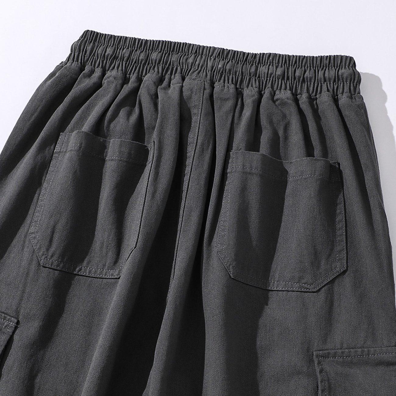 Solid Color Big Pockets To Tie Feet Pants