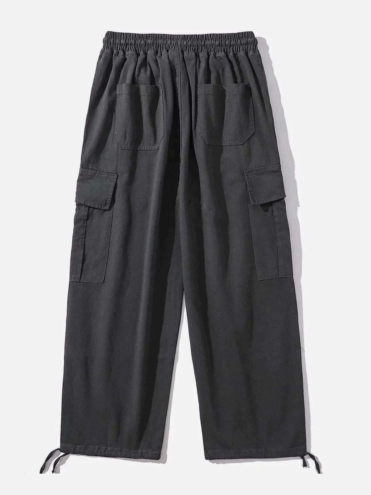 Solid Color Big Pockets To Tie Feet Pants