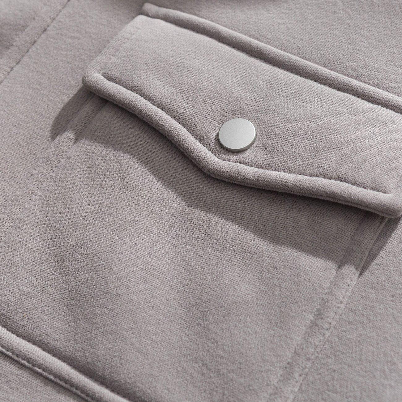 Solid Color Multi-Pocket Hooded Winter Coat