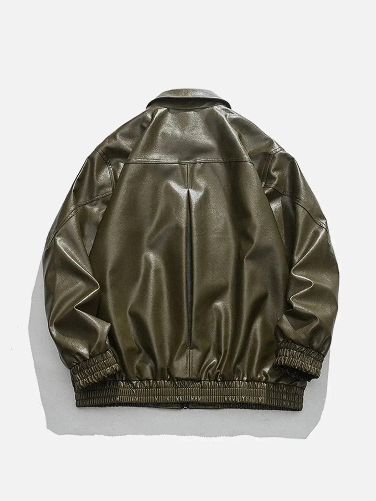 Solid Color PU Jacket