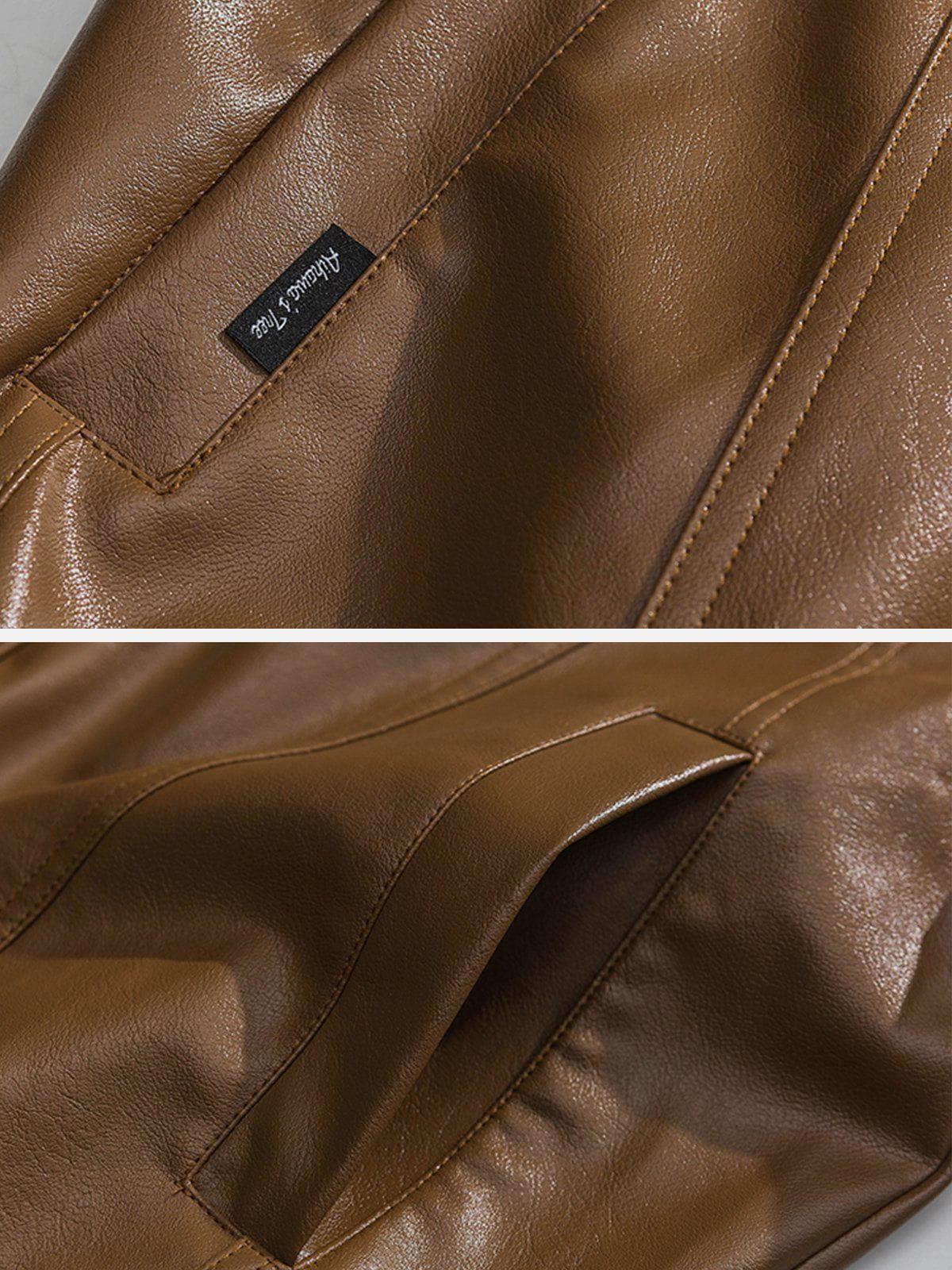 Solid Color PU Jacket