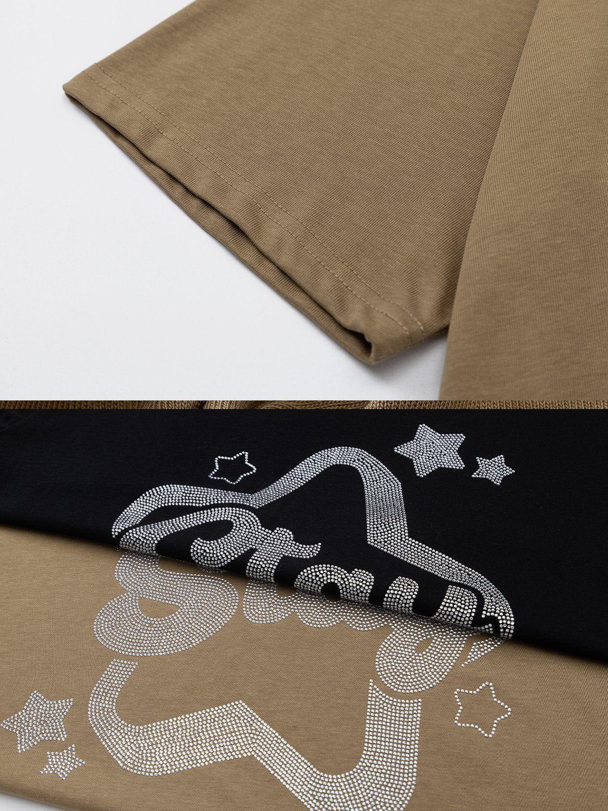 Solid Color Star Print Tee