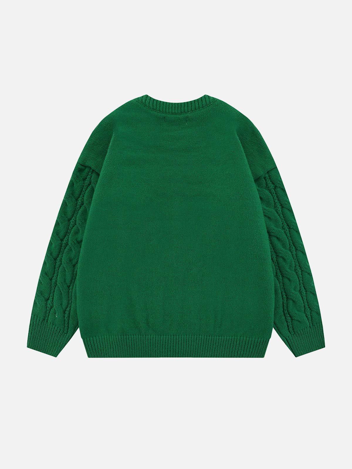 Solid Color Twist Knit Sweater