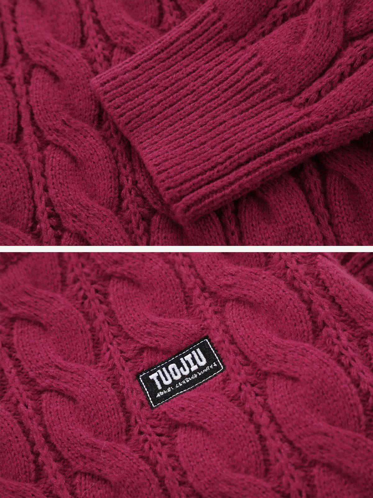 Solid Color Twist Knit Sweater