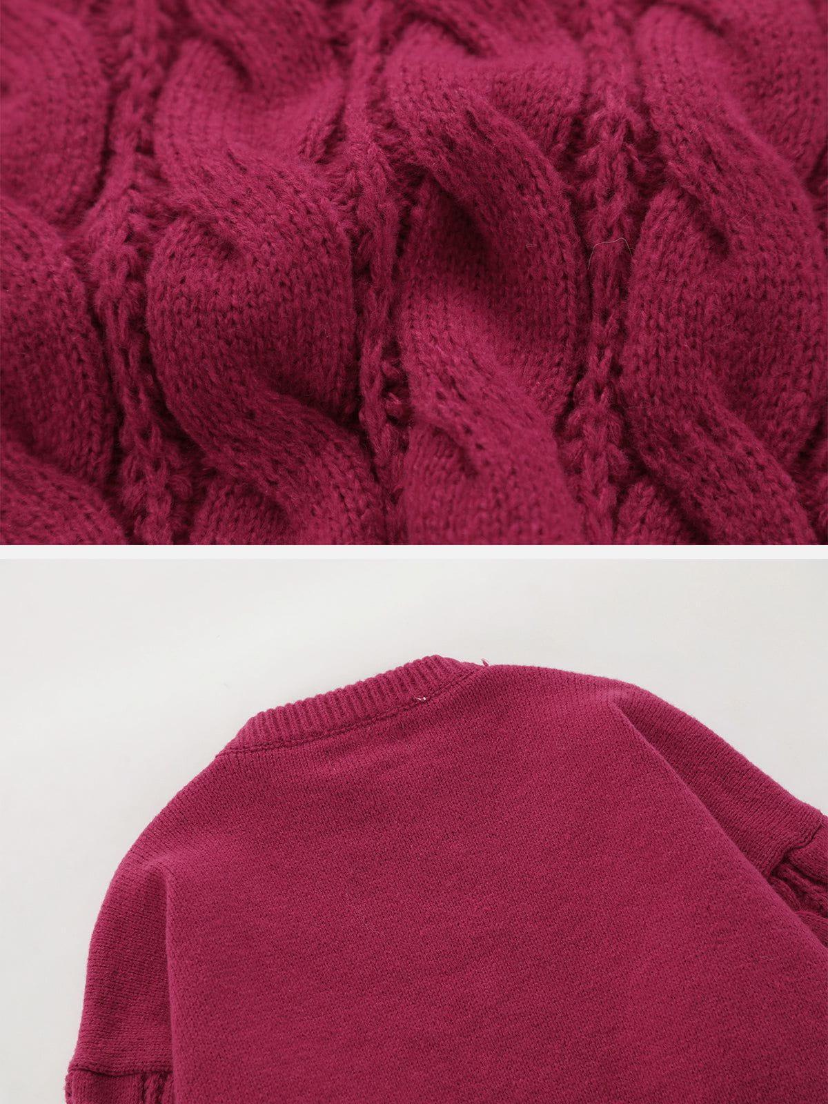 Solid Color Twist Knit Sweater