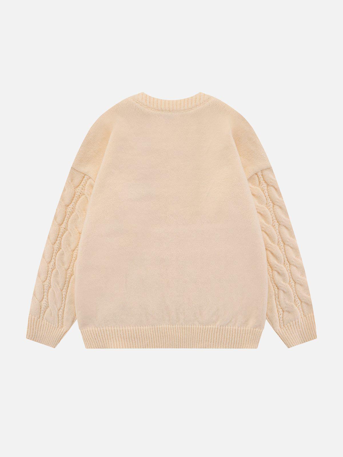 Solid Color Twist Knit Sweater