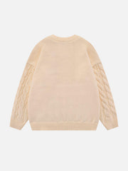 Solid Color Twist Knit Sweater