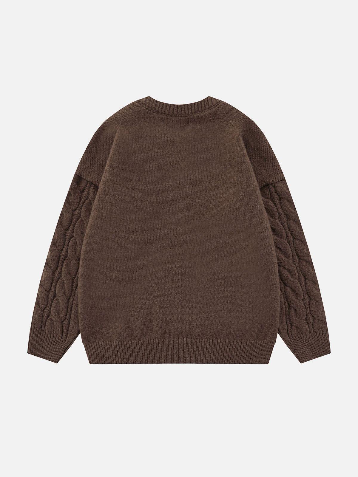 Solid Color Twist Knit Sweater