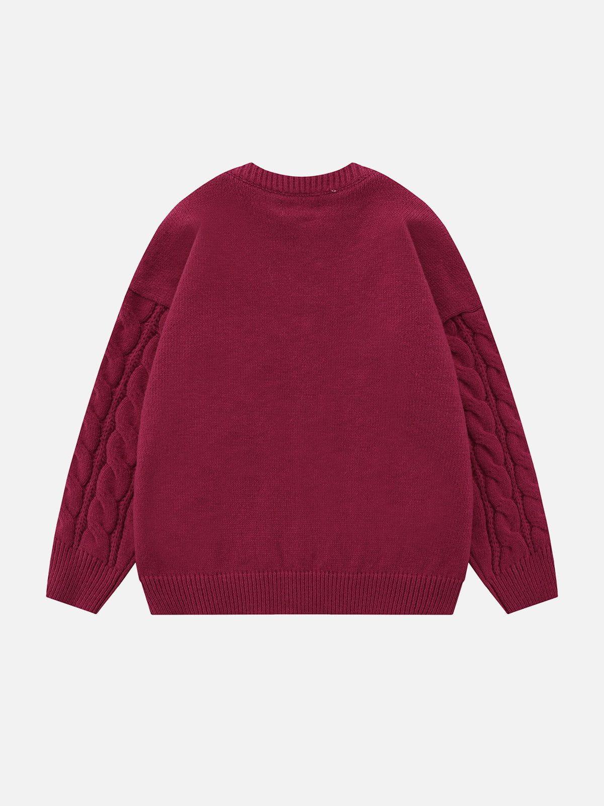 Solid Color Twist Knit Sweater