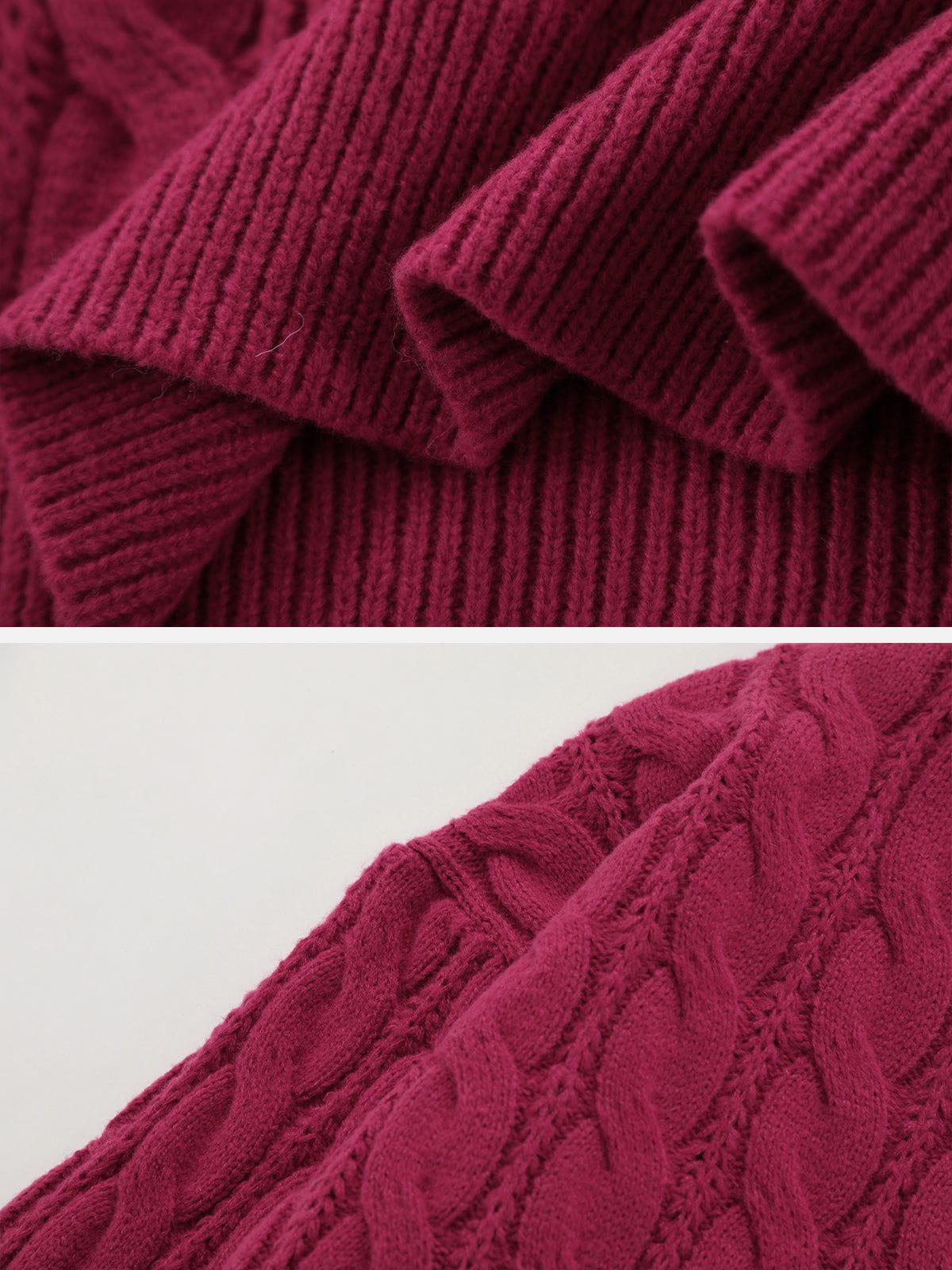 Solid Color Twist Knit Sweater