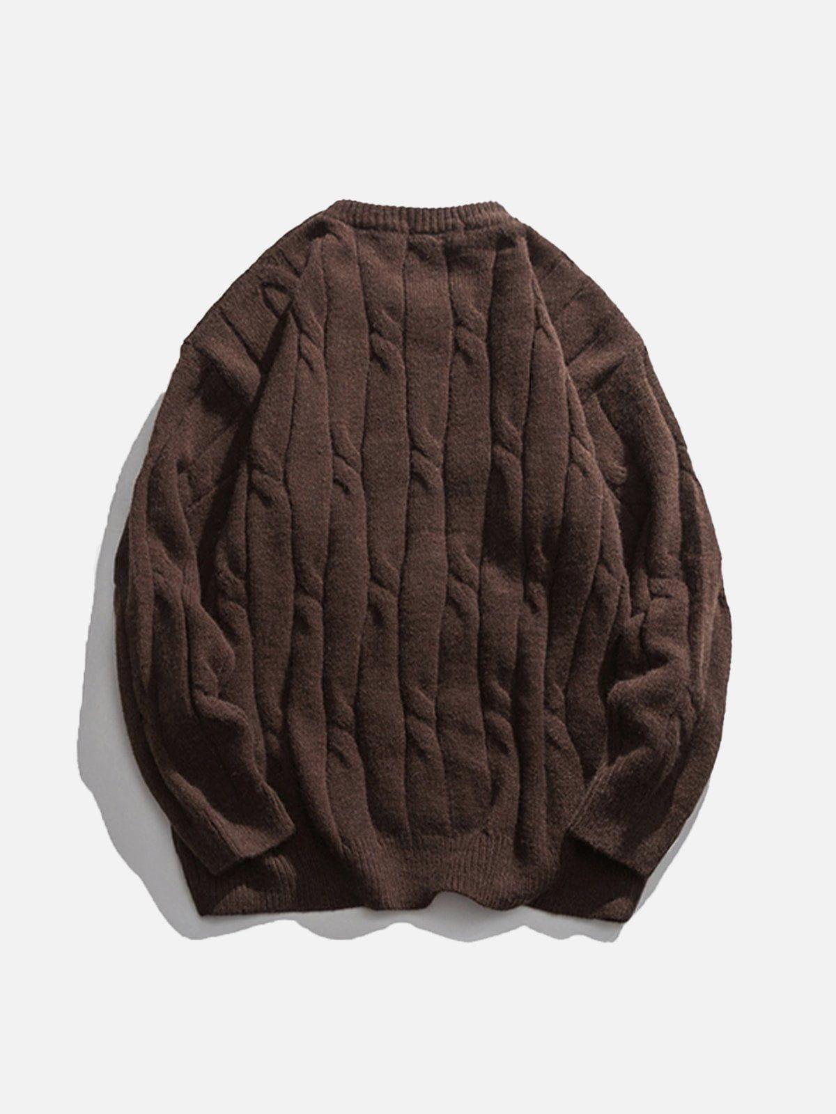 Solid Color Woven Sweater