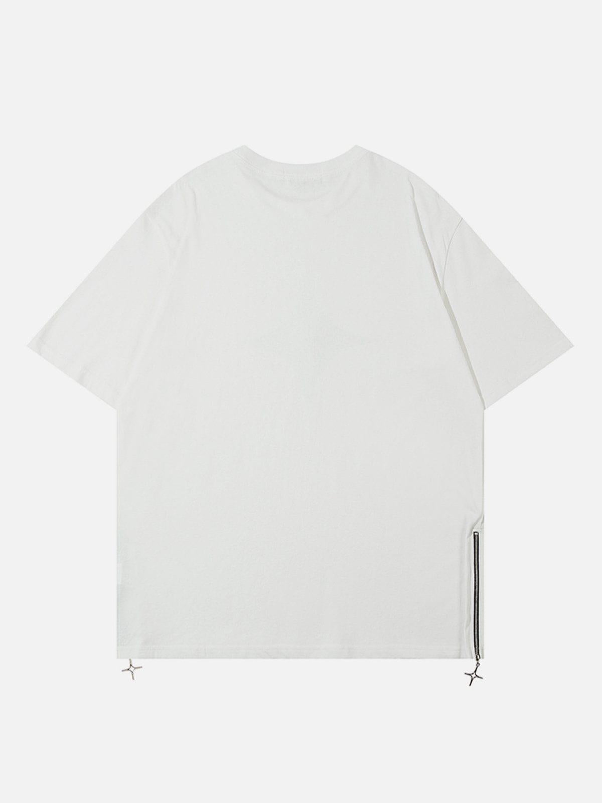 Solid Color Zipper Star Tee