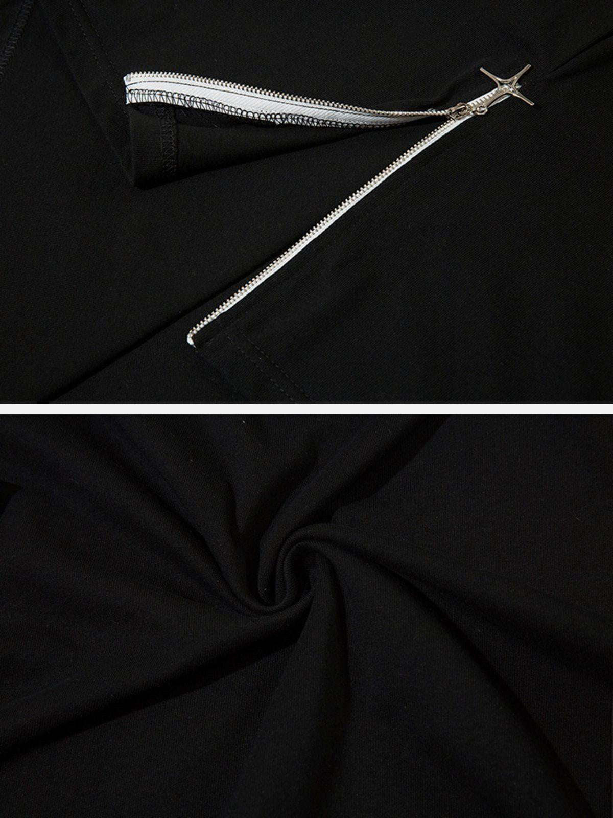 Solid Color Zipper Star Tee