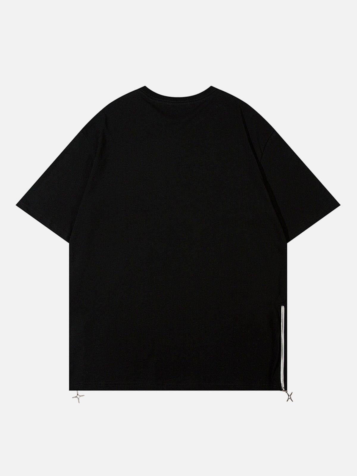 Solid Color Zipper Star Tee