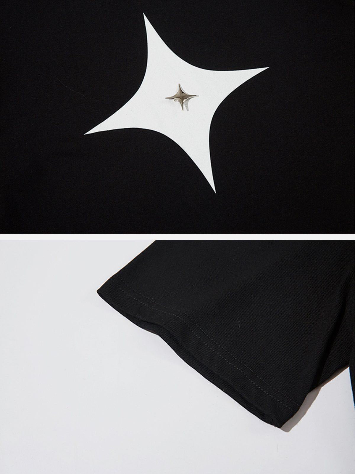 Solid Color Zipper Star Tee