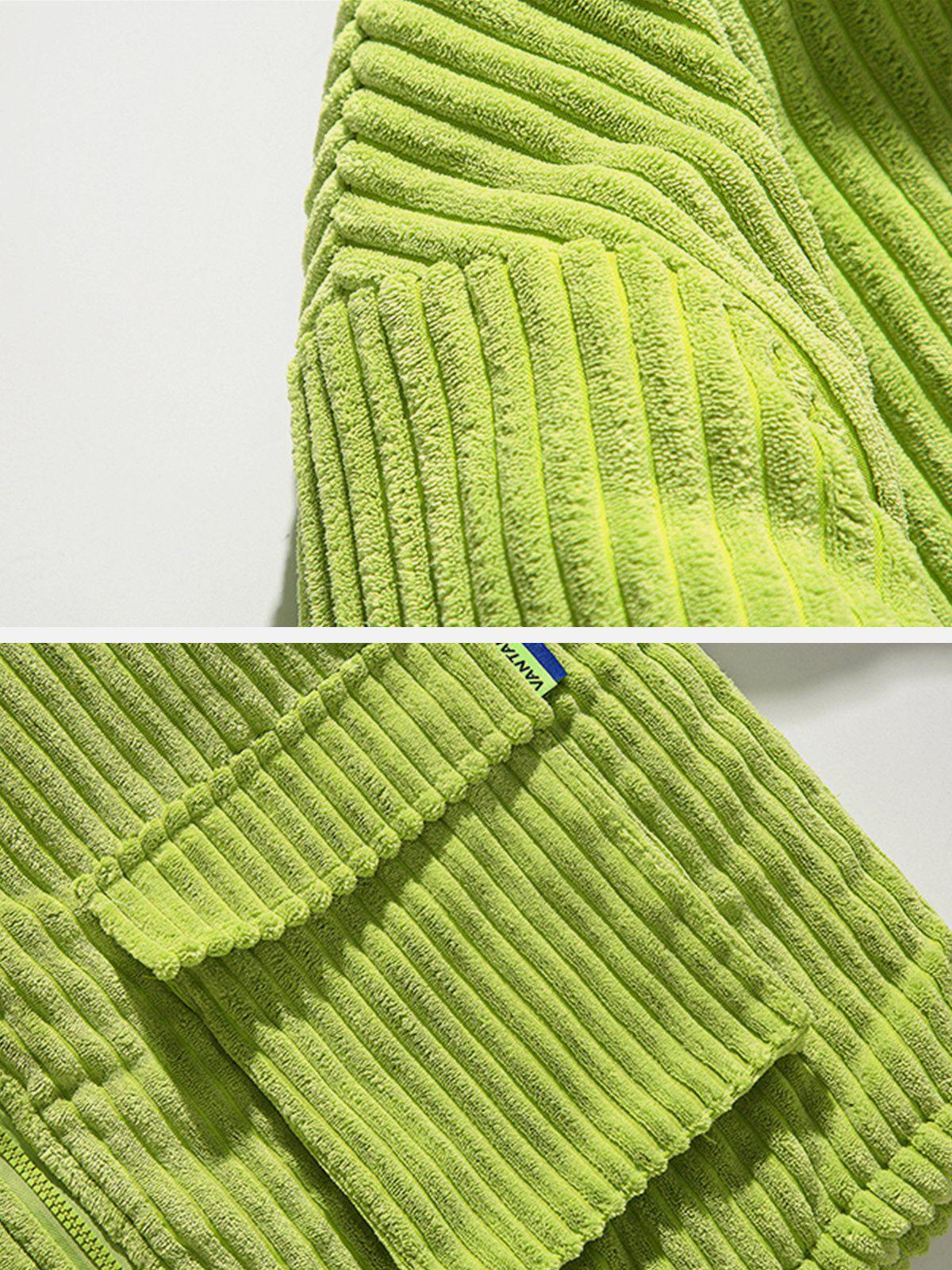 Solid Corduroy Oversized Pocket Winter Coat
