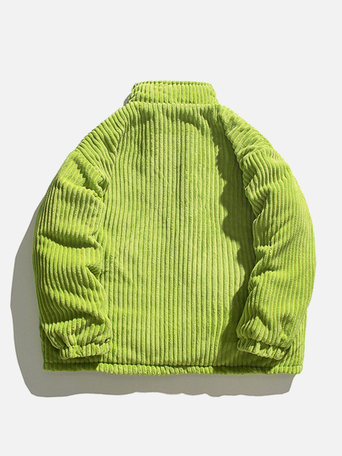 Solid Corduroy Oversized Pocket Winter Coat