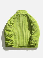 Solid Corduroy Oversized Pocket Winter Coat