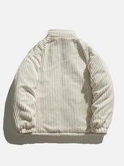 Solid Corduroy Oversized Pocket Winter Coat