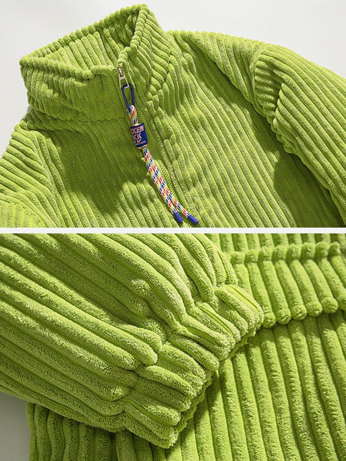 Solid Corduroy Oversized Pocket Winter Coat