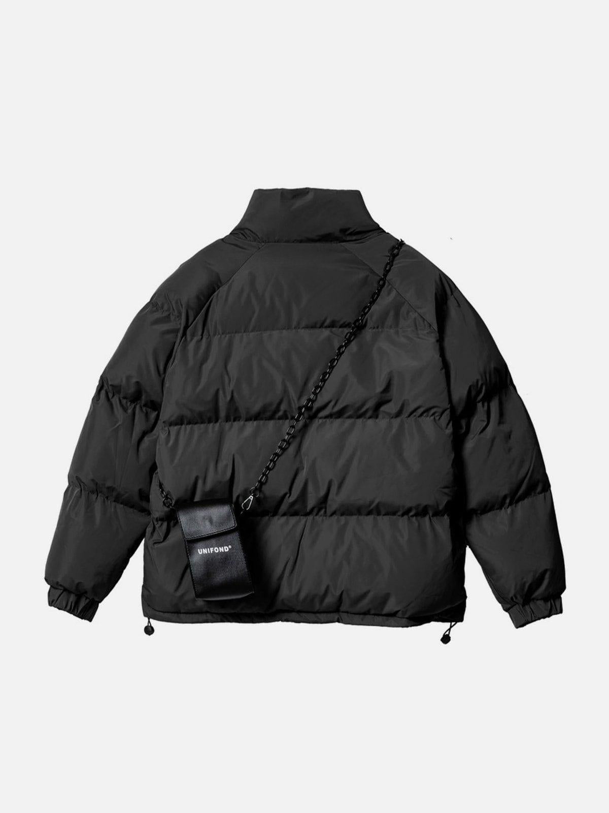 Solid Detachable Satchel Winter Coat