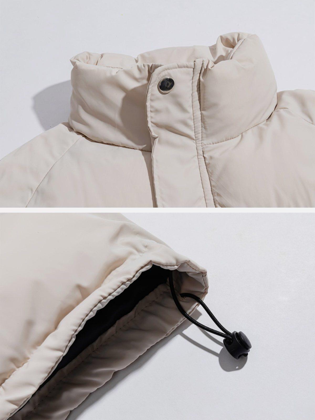 Solid Detachable Satchel Winter Coat
