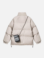 Solid Detachable Satchel Winter Coat