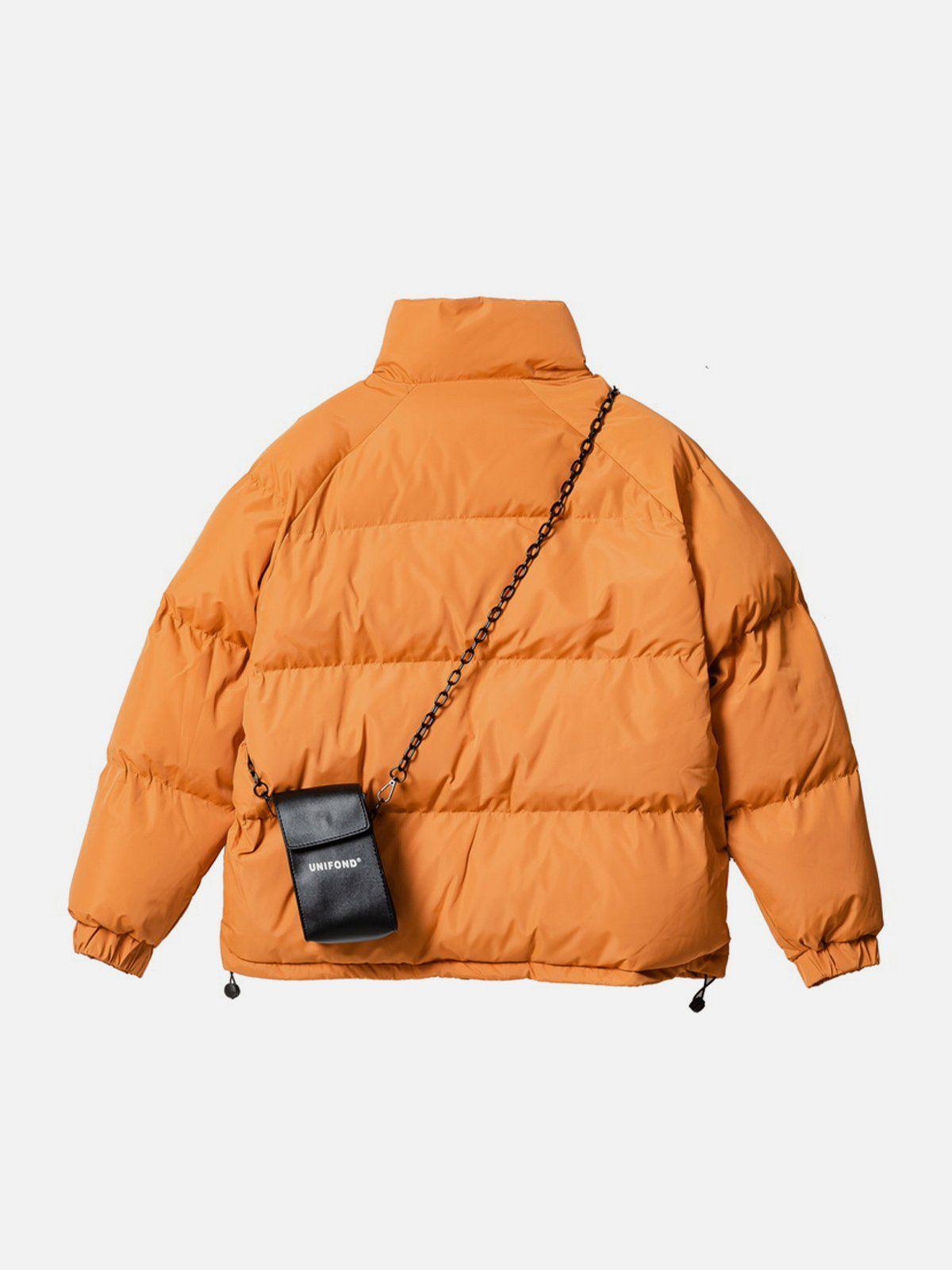 Solid Detachable Satchel Winter Coat