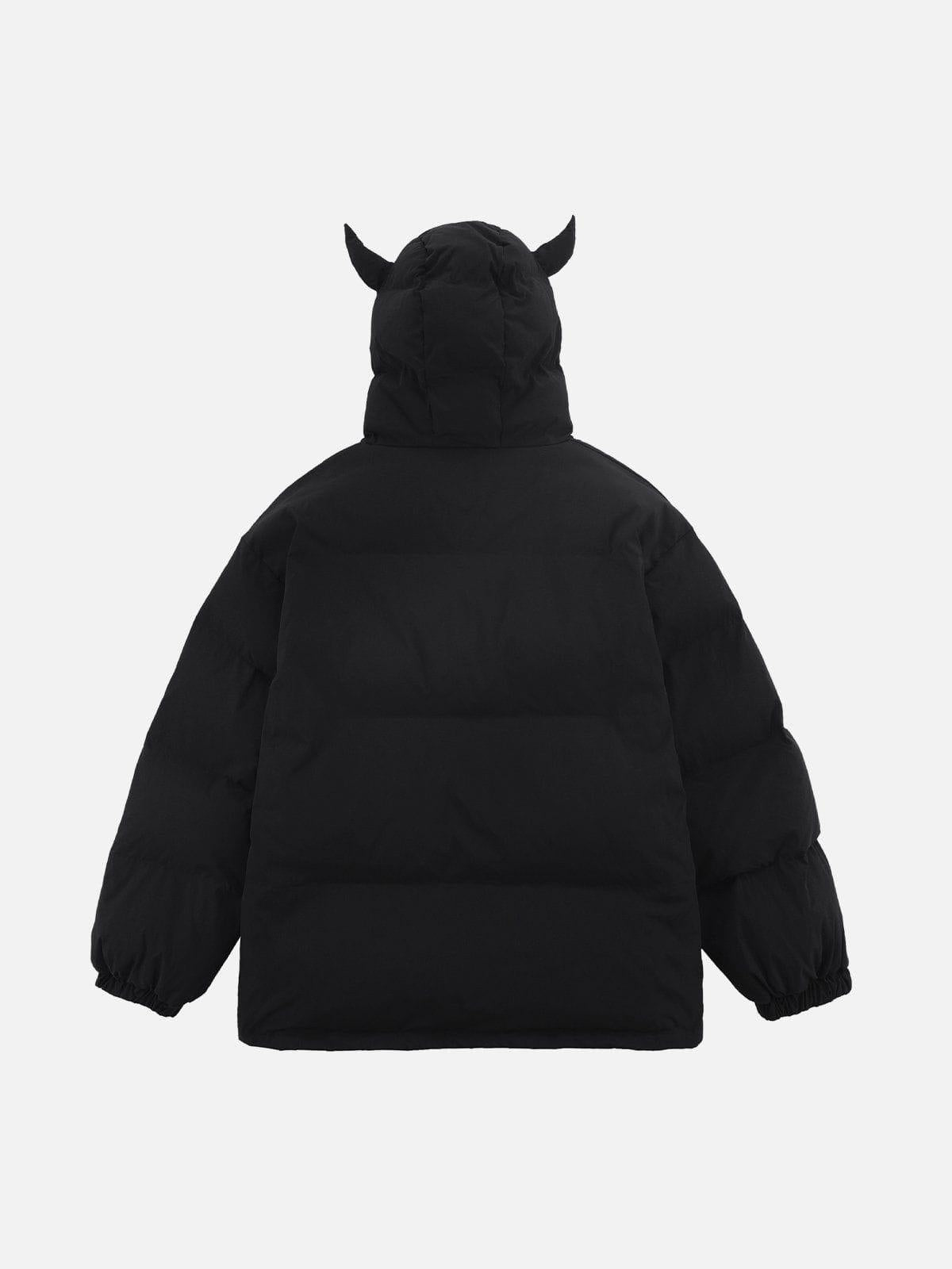 Solid Embroidered Hood Winter Coat