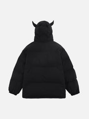 Solid Embroidered Hood Winter Coat