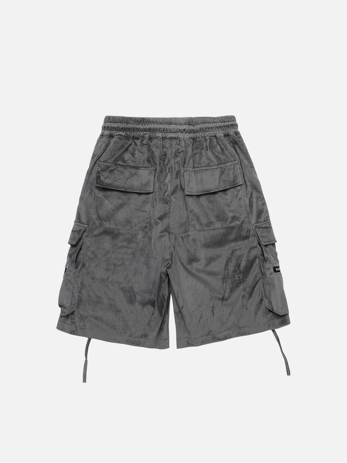 Solid Zip Up Big Pocket Shorts