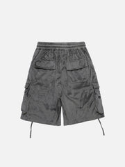 Solid Zip Up Big Pocket Shorts