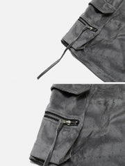 Solid Zip Up Big Pocket Shorts