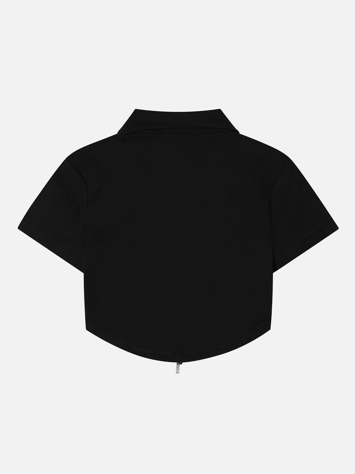 Solid Zip Up Cropped Tee