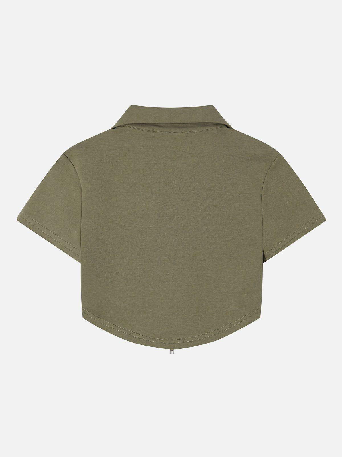 Solid Zip Up Cropped Tee