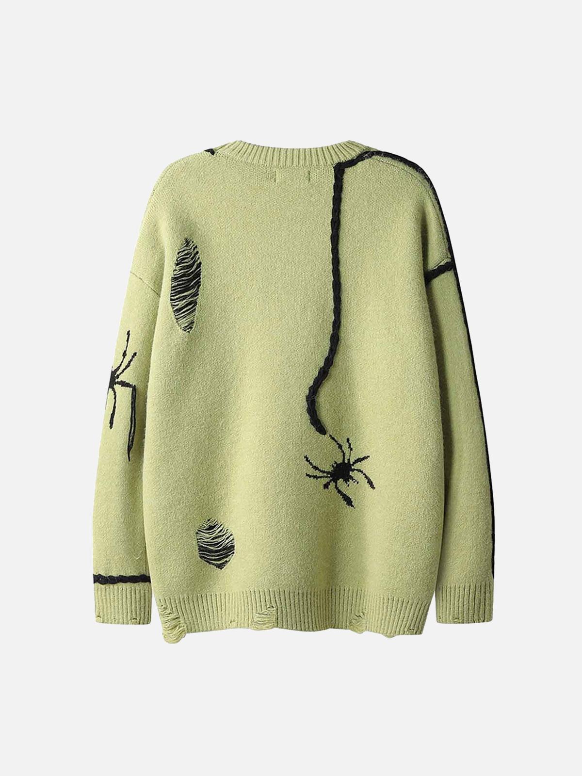 Spider Distressed Oversized Sweater